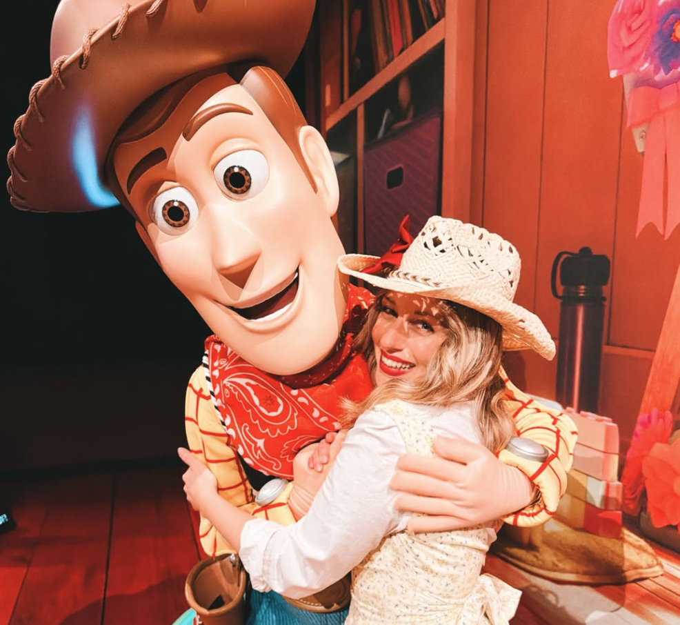 Woman hugging woody
