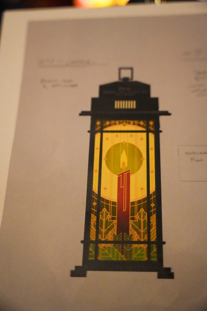 Brett’s original ornament design rendering that later became the ornament on display in the lobby.