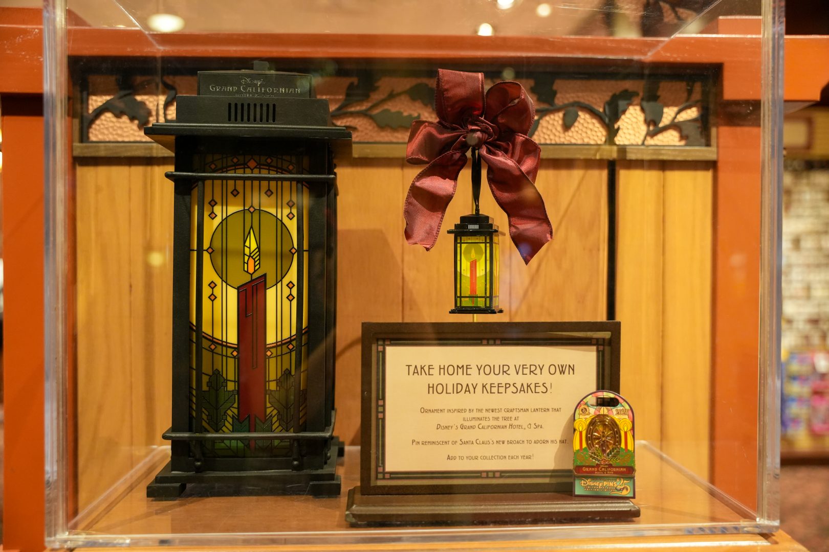 The holiday ornament collection at Acorns Gifts & Goods at Disney’s Grand Californian Hotel & Spa.
